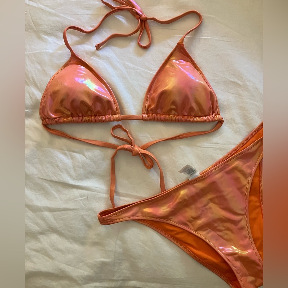 Aerie metallic orange bikini suit